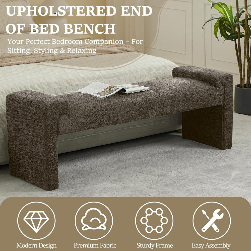 WUTUTUEE 58.7" End of Bed Bench Upholstered Modern Bedroom Bench for Liv...