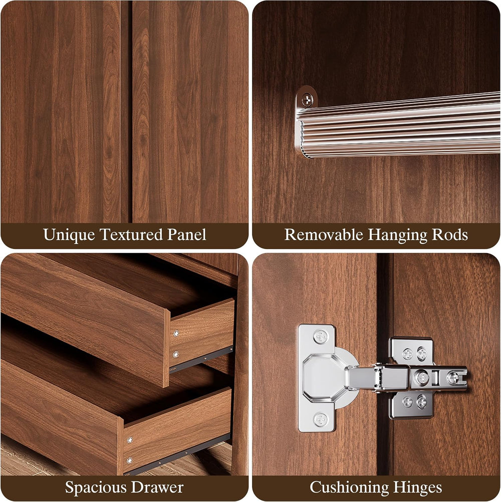 Furniway Armoire Wardrobe Closet, 70.9" Tall Wardrobe Cabinet with 2 Doo...