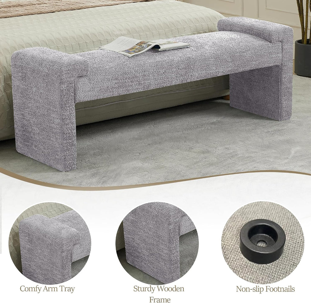 WUTUTUEE 58.7" End of Bed Bench Upholstered Modern Bedroom Bench for Liv...