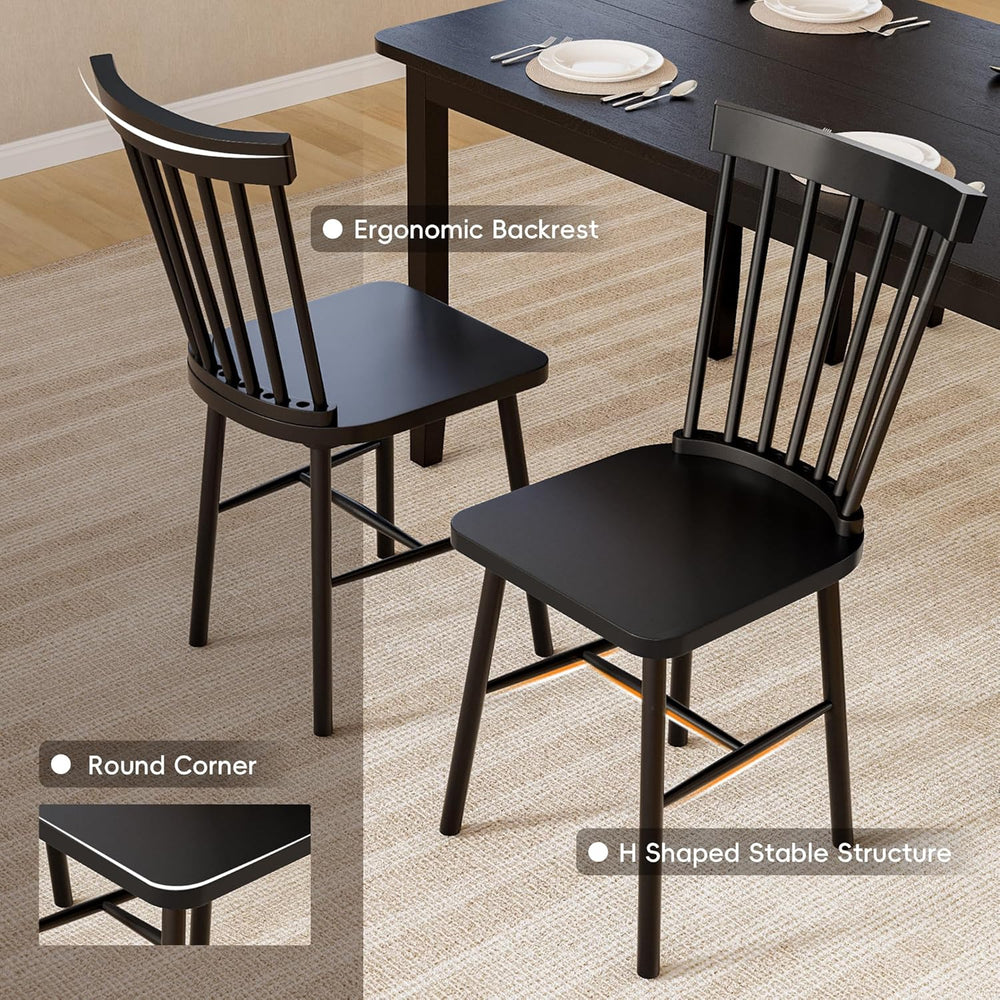 JUMMICO Solid Wood 6 Piece Dining Table Set, Modern 58"/W Kitchen Table ...