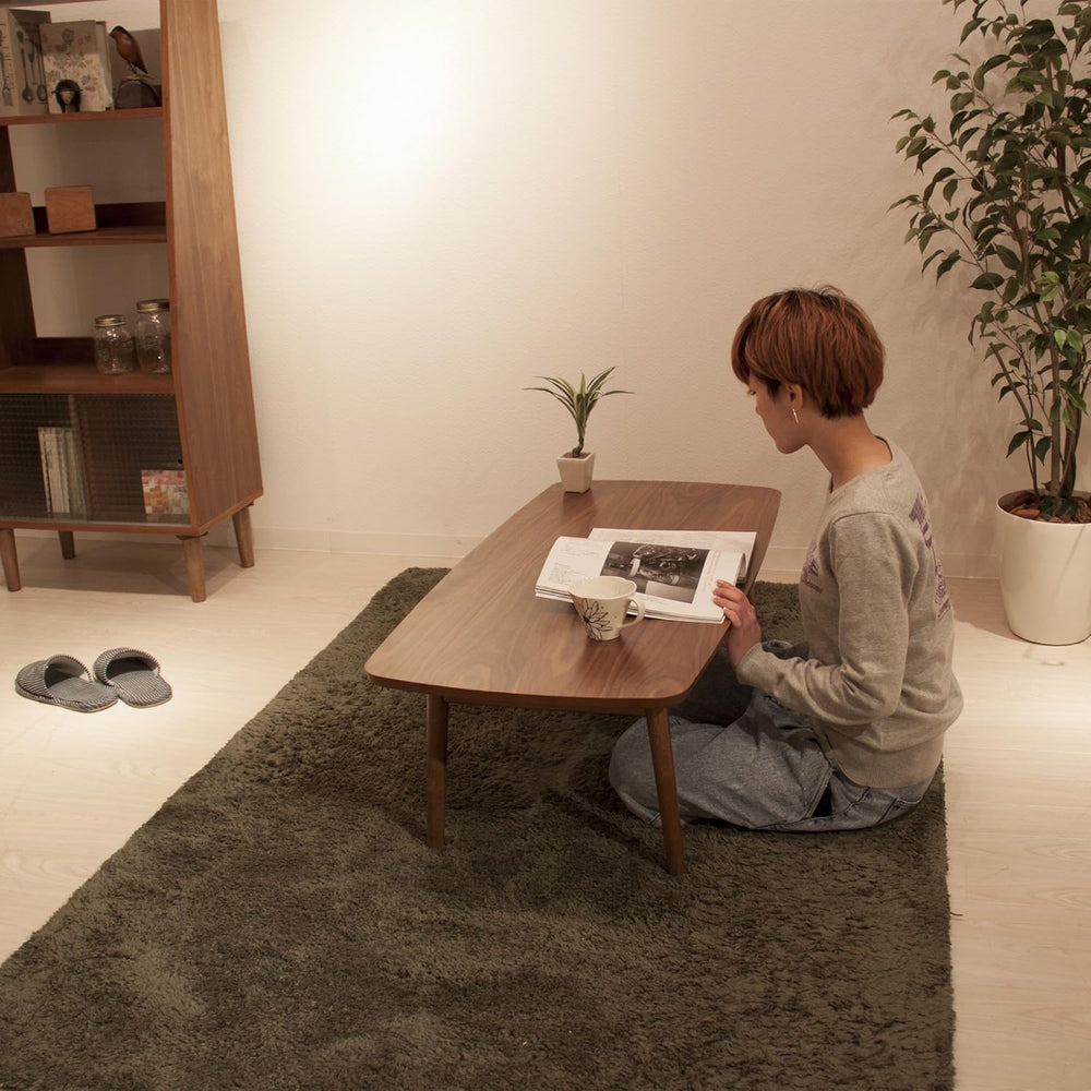 AZUMAYA Folding Legs Coffee Table W41.3 x D20.5 x H14.0 in Natural Walnut and...