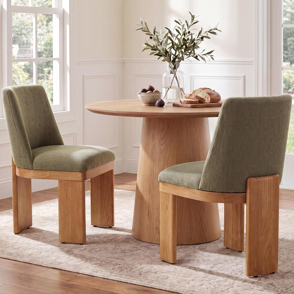 RIVOVA Upholstered Dining Chairs Set of 2, Modern Wooden Dining Room Chair Li...