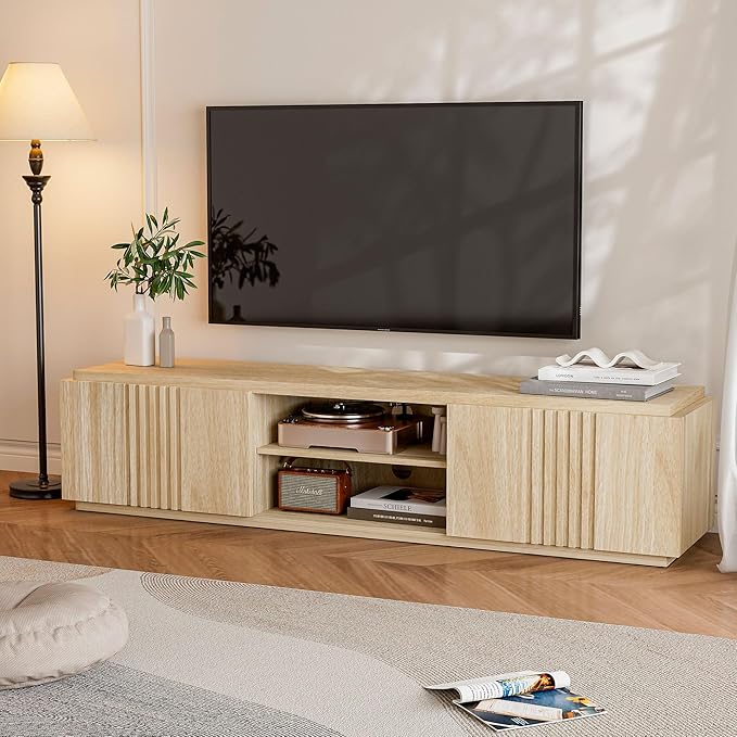 BELLEZE 70" Fluted Media Entertainment Center Console for TVs up to 75&q...