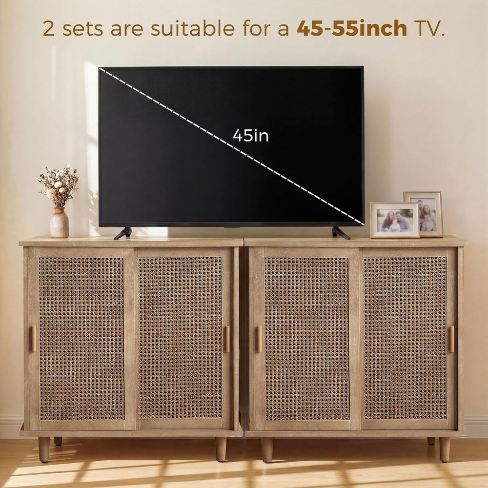 Fat Ant Sideboard Buffet Storage Cabinet, Rattan Credenza Buffet Table, Boho ...