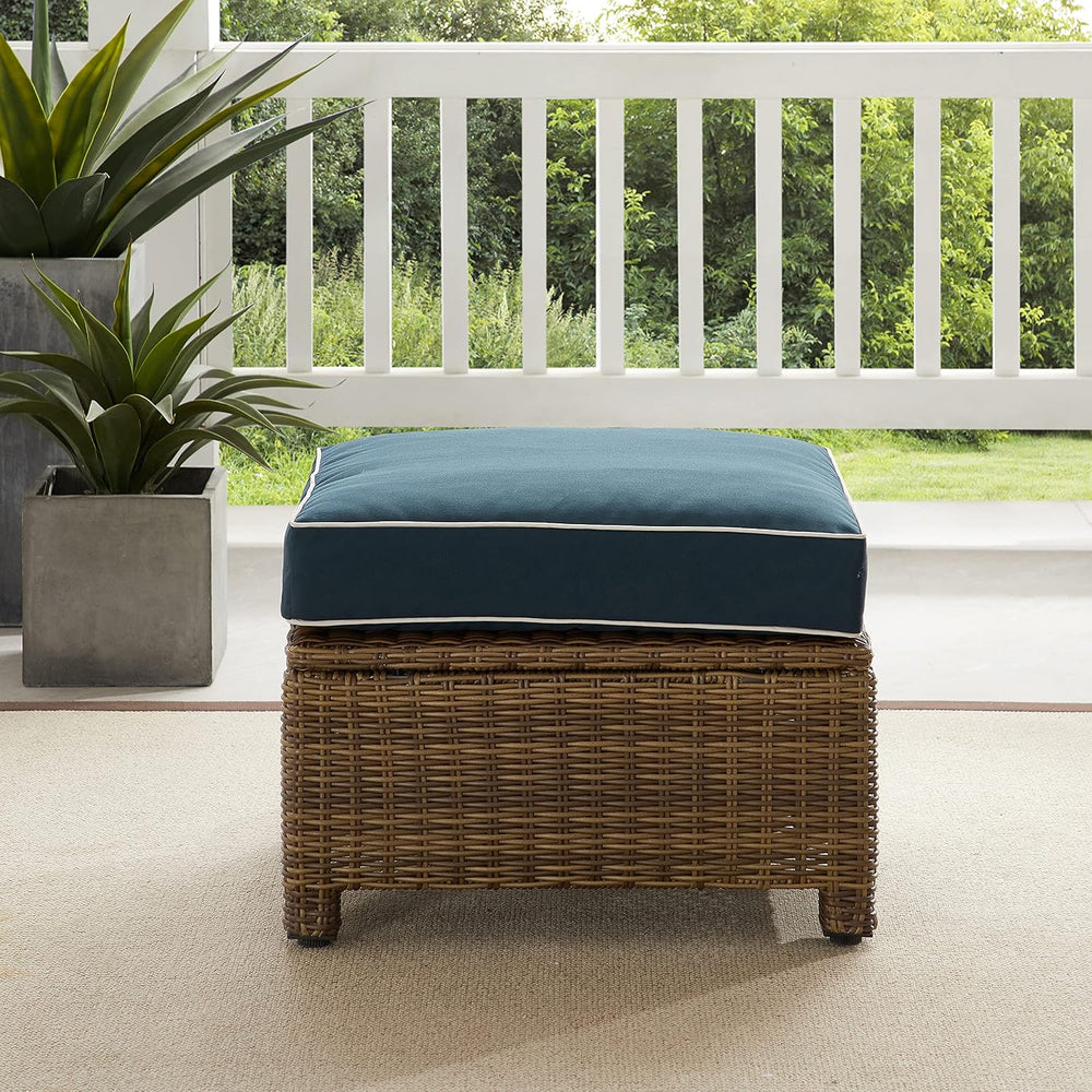 Crosley Furniture Bradenton Wicker Outdoor Ottoman Foot Rest for Patio, Deck,...