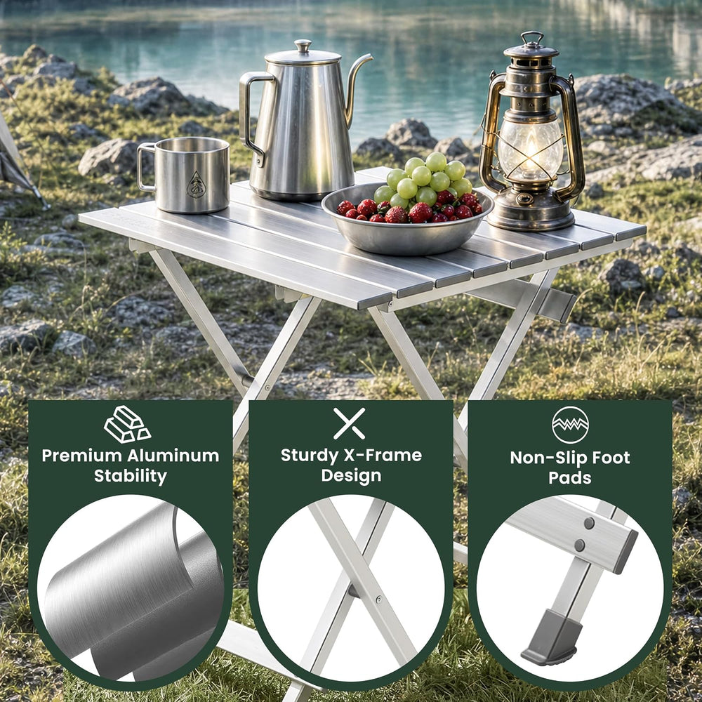 SUNNYFEEL Folding Camping Table - Lightweight Aluminum Portable Picnic Table ...