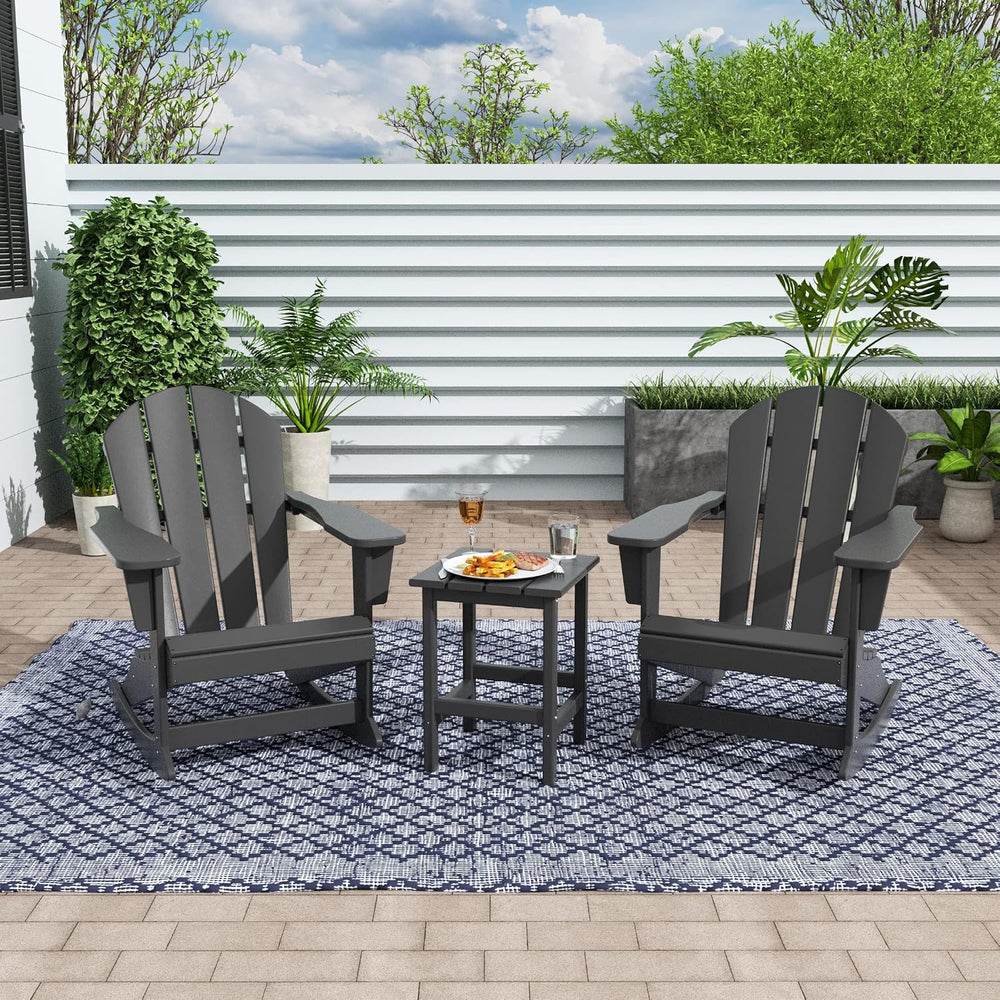 WestinTrends Malibu 3-Piece Set Outdoor/Patio Poly Adirondack Rocking Chairs ...