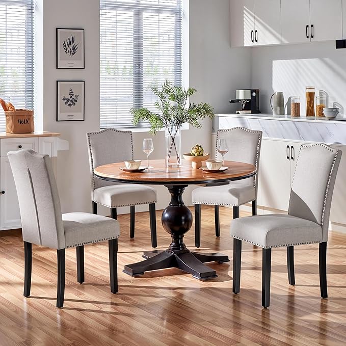 Yaheetech Dining Chairs Set of 2 Modern Kitchen Chairs with Fabric Upholstere...