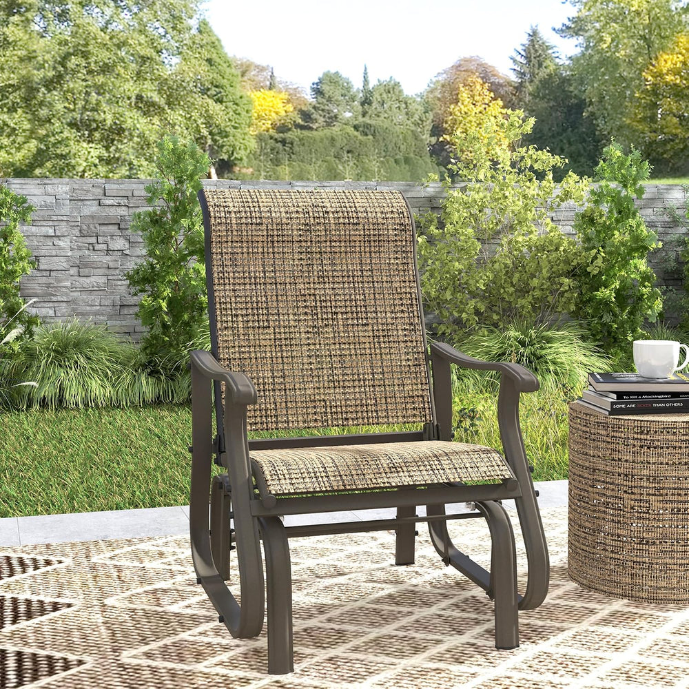 Outsunny Outdoor Glider Chair Patio Garden Steel Frame Light Mixed Brown | Gl...