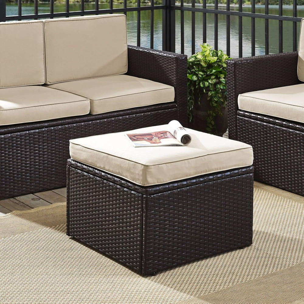 Crosley Furniture Palm Harbor Wicker Outdoor Ottoman Foot Rest for Patio, Dec...