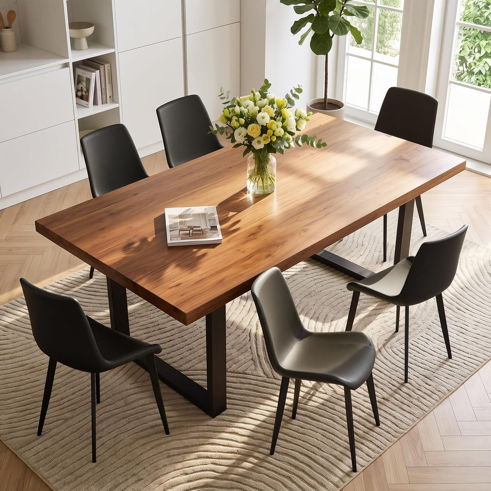 Black Dining Chairs Set of 4, PU Leather Dining Room Chairs, Upholstered Kitc...