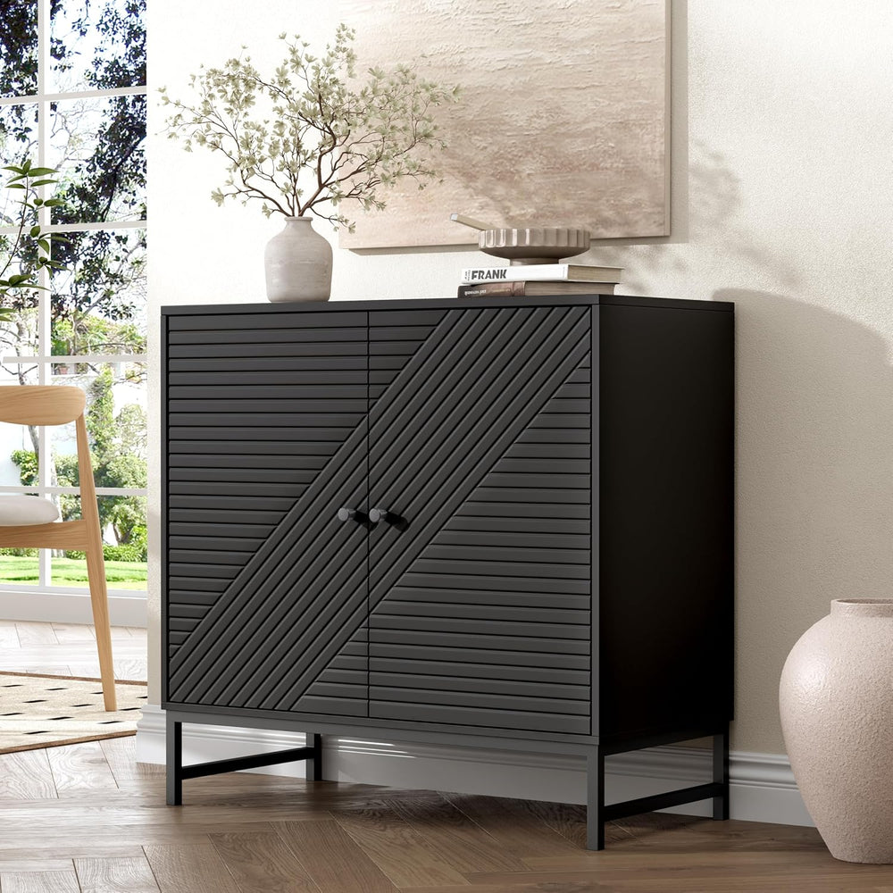 Storage Cabinet with Doors and Adjustable Shelf, Sideboard Buffet Cabinet wit...