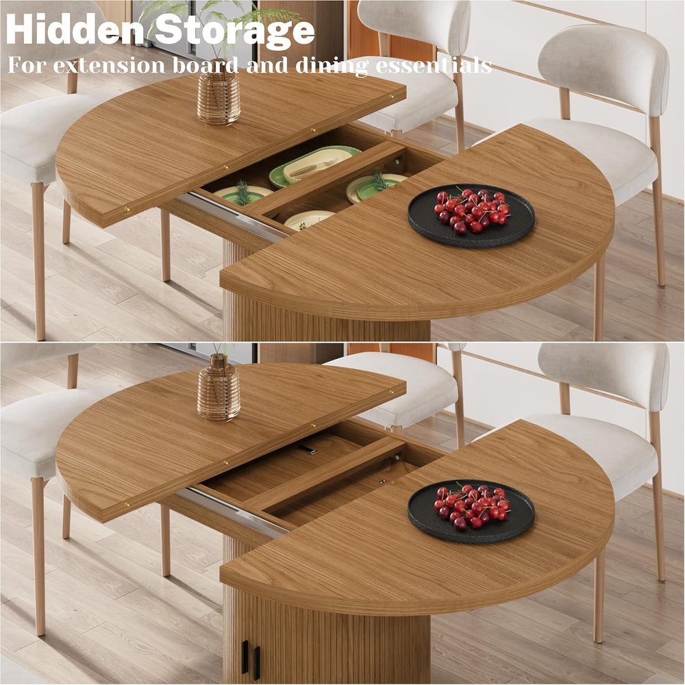 Vipbear Extendable Dining Table 43-59" for 4-6 People, Solid Wood Top wi...