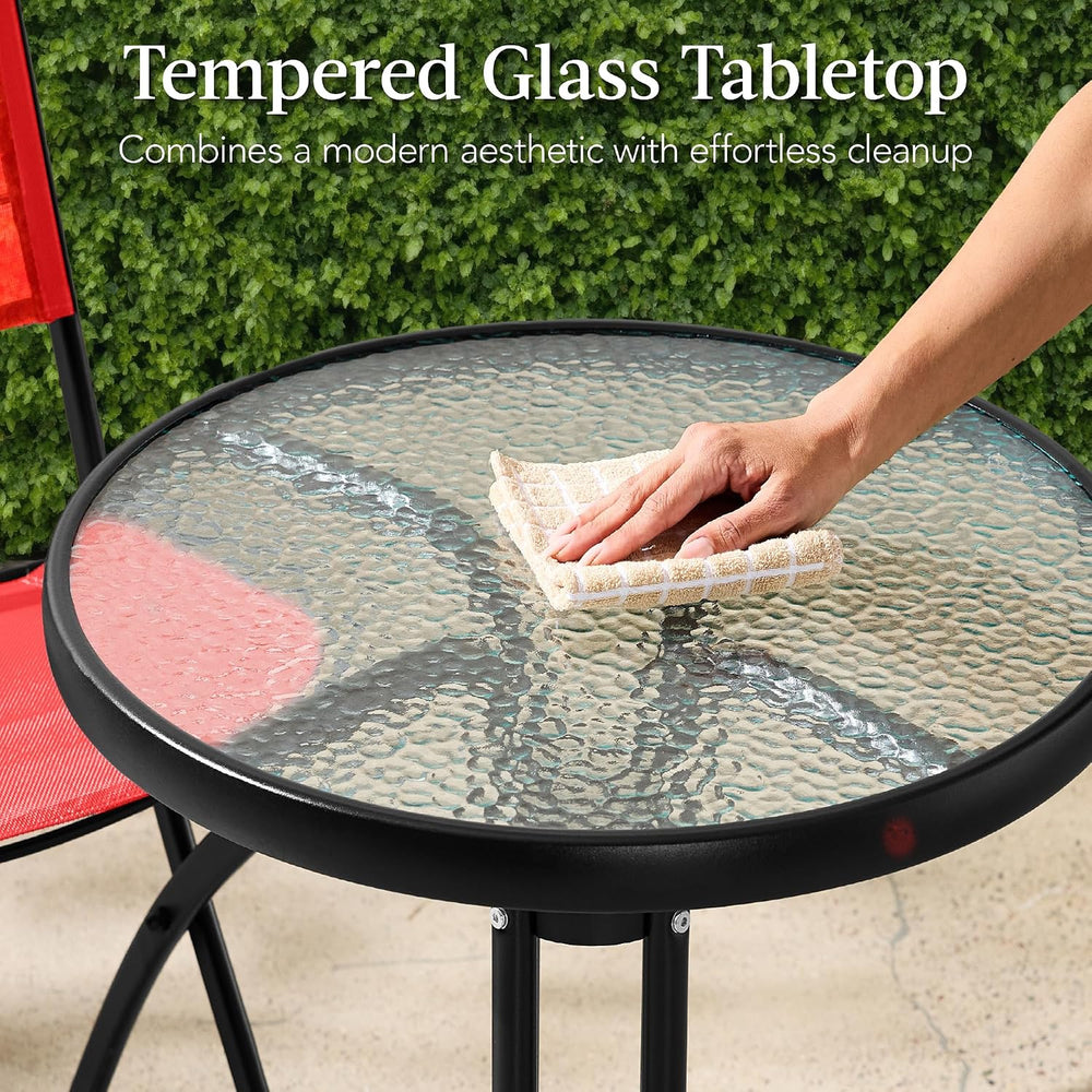 Best Choice Products 3-Piece Patio Bistro Dining Furniture Set w/Textured Gla...