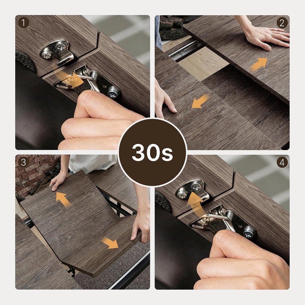 Ahomly 63“ Extendable Dining Table Set with 180° Smart-Flip Pivot, Gray | Din...