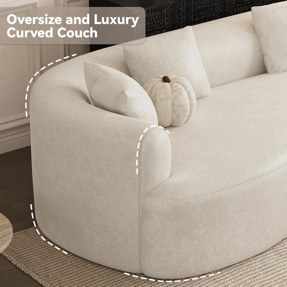 ONEMMLION 111" Oversized L-Shaped Sectional Sofa, Beige White | Luxury m...