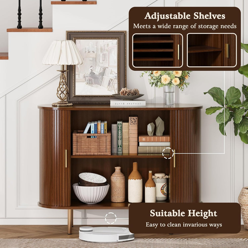 DHH Sideboard Buffet Cabinet with Storage,Mid Century Modern Fluted Accent Co...
