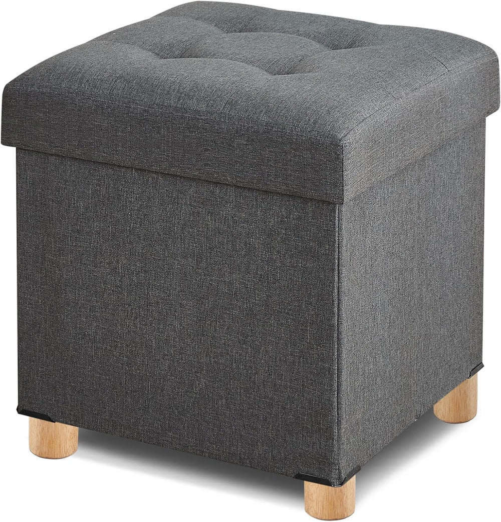BRIAN & DANY Ottoman with Storage, Square Storage Ottoman for Dorm, Linen...