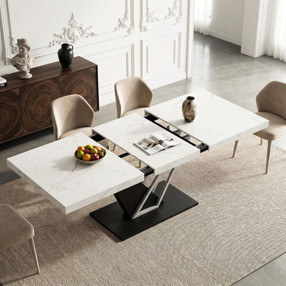 COSIEST 59'' to 78.7'' Extendable Dining Table for 4-8, Faux ...