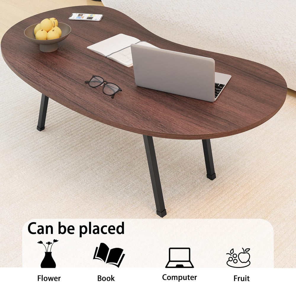 Folding Coffee Tables,Mid Century Modern Coffee Table Easy Assembly,Walnut