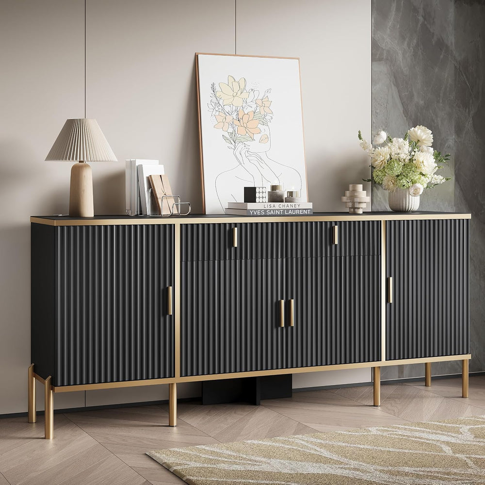 oneinmil 60” Modern Sideboard Buffet Cabinet, Fluted Storage Sideboard with A...