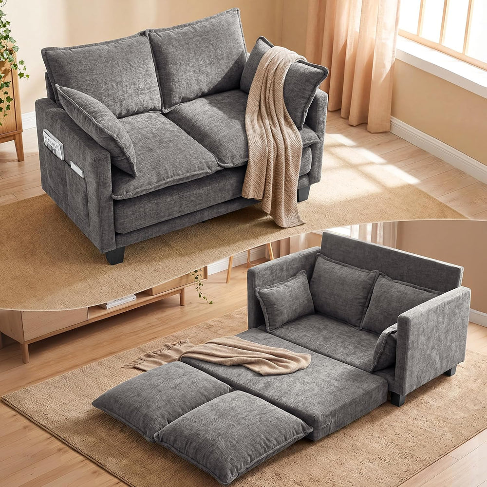 49" Loveseat Sofa Bed, 2 in 1 Convertible Small Sofa Pull Out Couch Bed ...