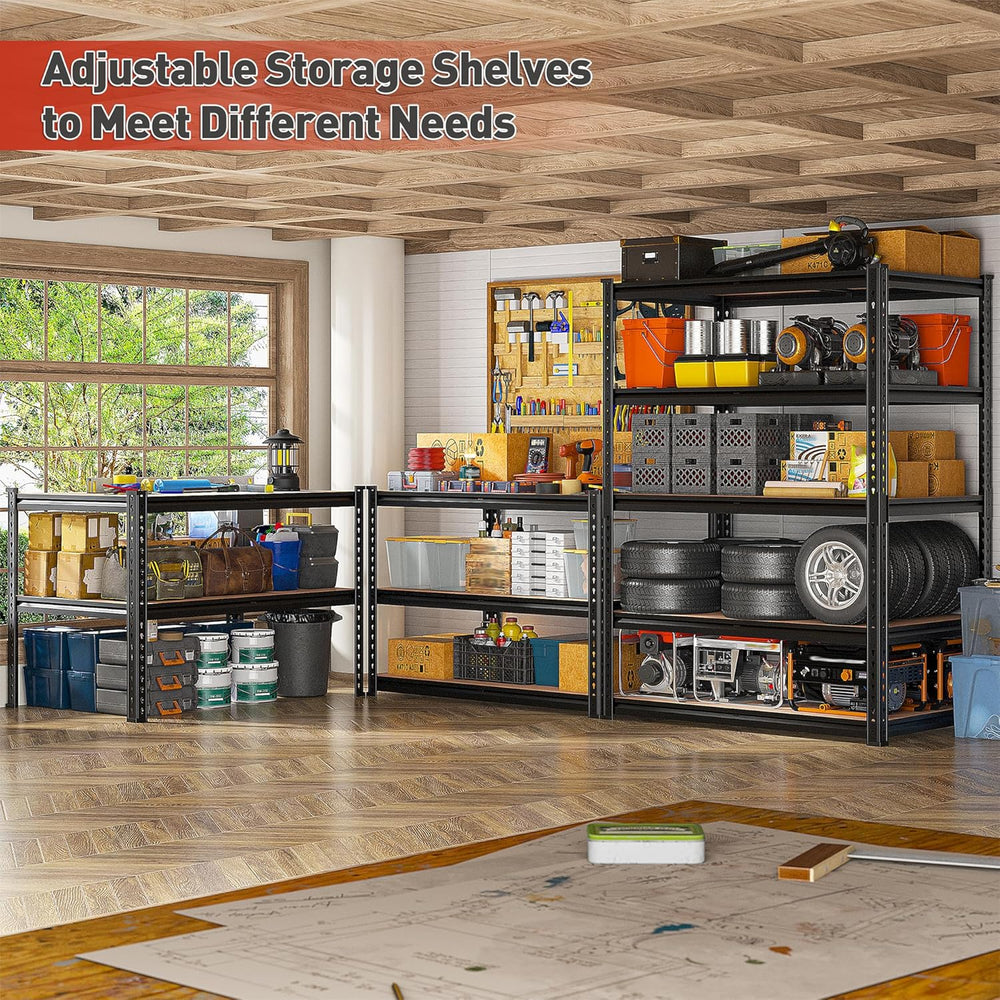 REIBII 2400LBS Garage Shelving 5 Tier Storage Shelves Heavy Duty, Adjustable ...