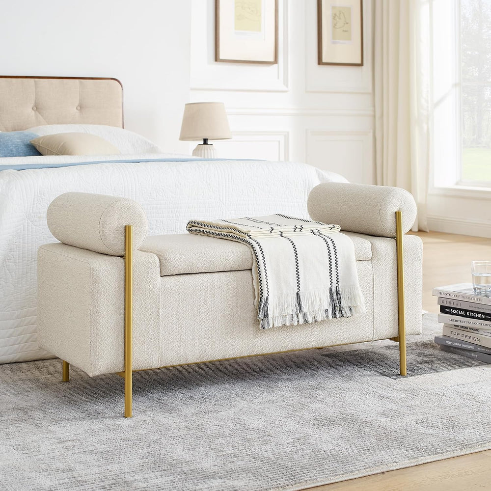 Storage Ottoman for Bedroom 44" with Safety Hinge, Upholstered Entryway ...