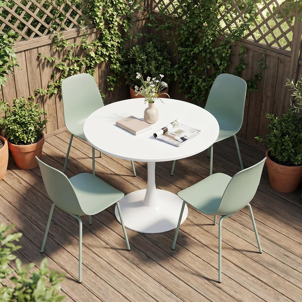 LSSBOUGHT Modern Dining Chairs Set of 4, Mid-Century Plastic Kitchen Chairs w...