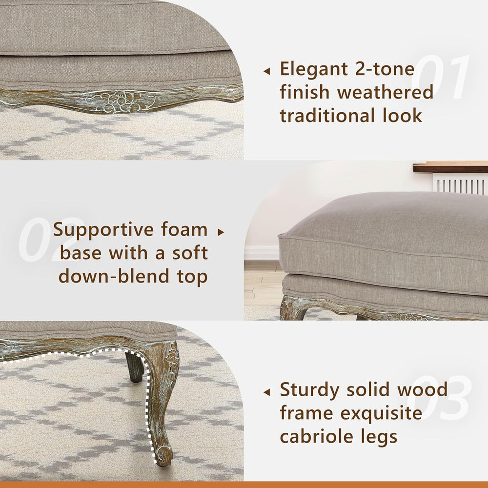 Lexicon Parlier Show Wood Ottoman - Rectangle Ottoman Pouf Foot Rest, Floral ...
