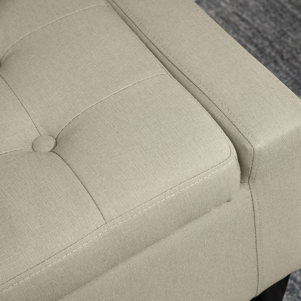 Classic Storage Ottoman with Linen Cover for Living Room