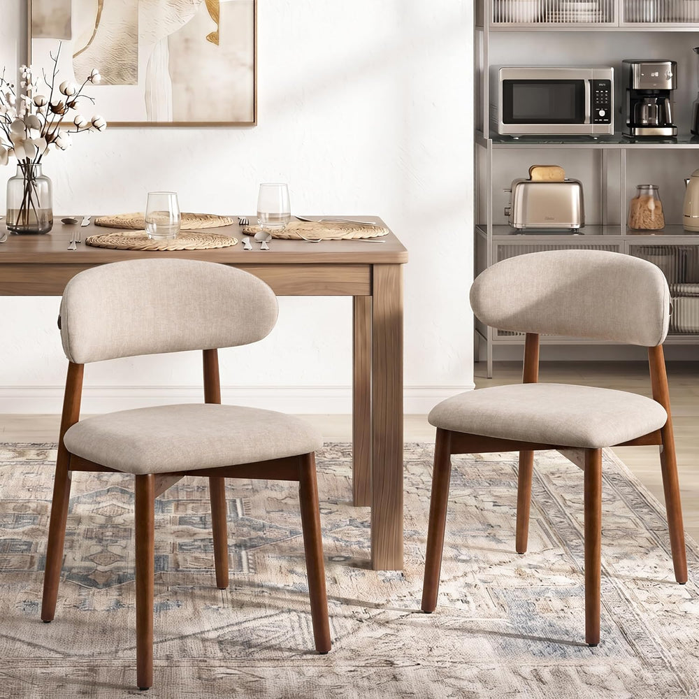 Mid Century Modern Dining Chairs Set of 6, Farmhouse Wooden Velvet Fabric Uph...