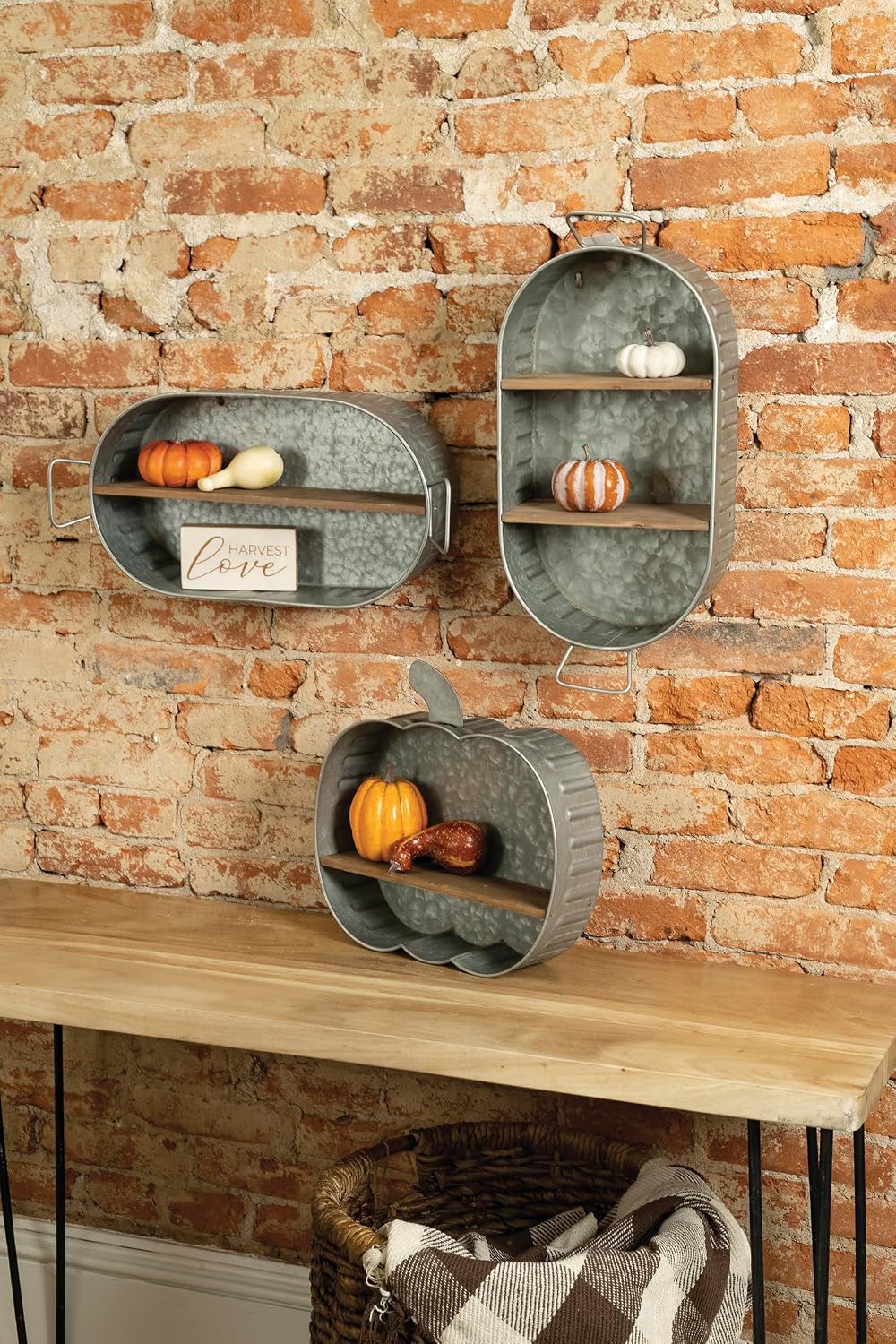 Primitives by Kathy Washtub Wooden Double Shelf 9.50" x 17.25" x 4....