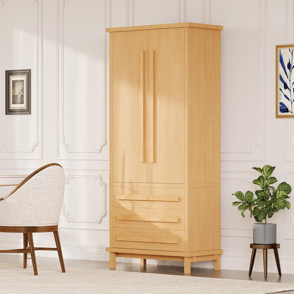 70" Tall Kitchen Pantry Cabinet, Wood Freestanding Storage Cupboard with...