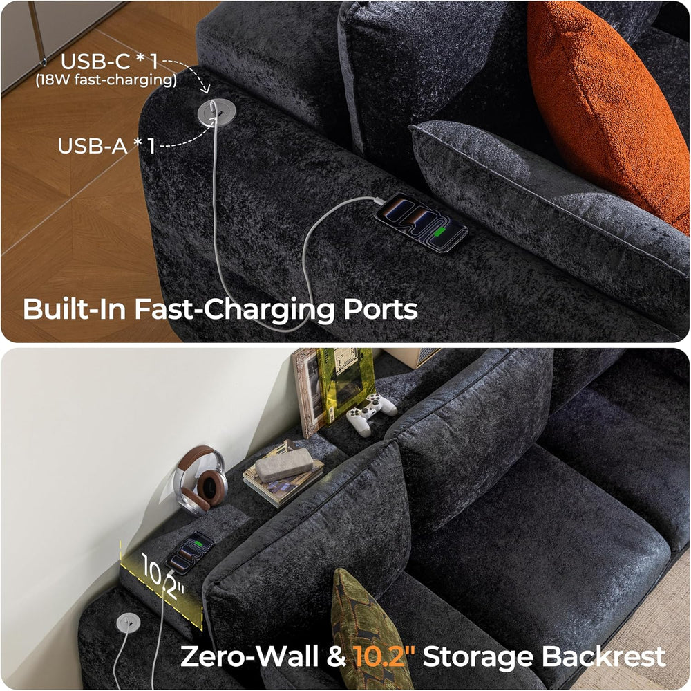 103" Electric Pull Out Sleeper Sofa Bed, 2in1 Power Extendable Couch Bed