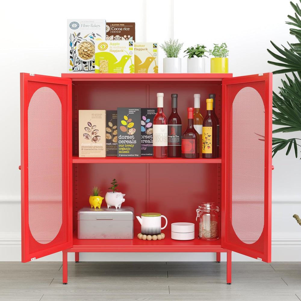 2 Door Accent Cabinet,Metal Storage Cabinet with Adjustable Shelf,Buffet Side...