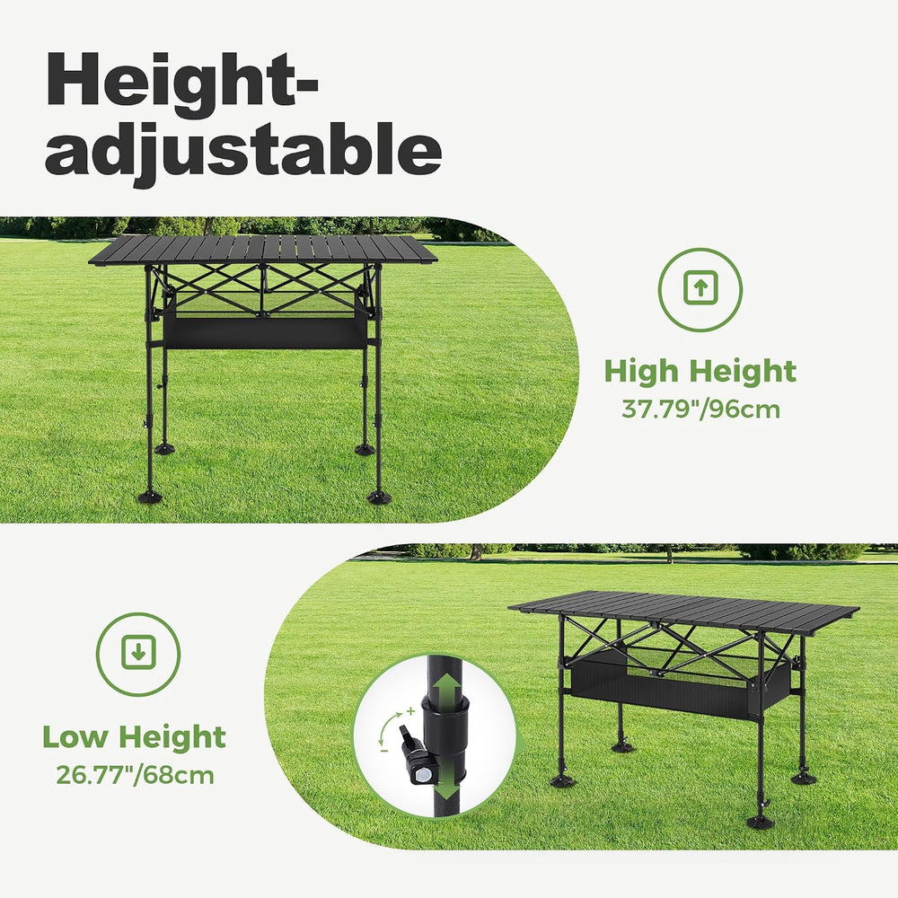 LET'S CAMP Folding Camping Table, Aluminum Roll-up Picnic Backpacking Tab...