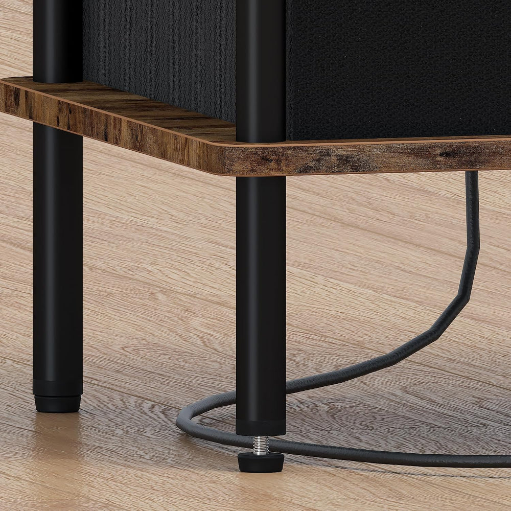 End Table with Charging Station & Outlet, Small Narrow Side Table for Bed...