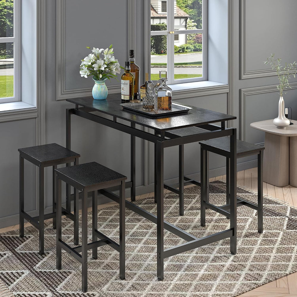 47.2“ 5-Piece Metal Frame Counter Height Dining Table Set for 4, Pub Table | ...