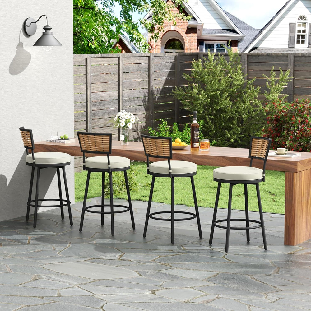 PIZZELLO Patio Swivel Bar Stools Set of 4, Outdoor Bar Height Chairs, Swivel ...