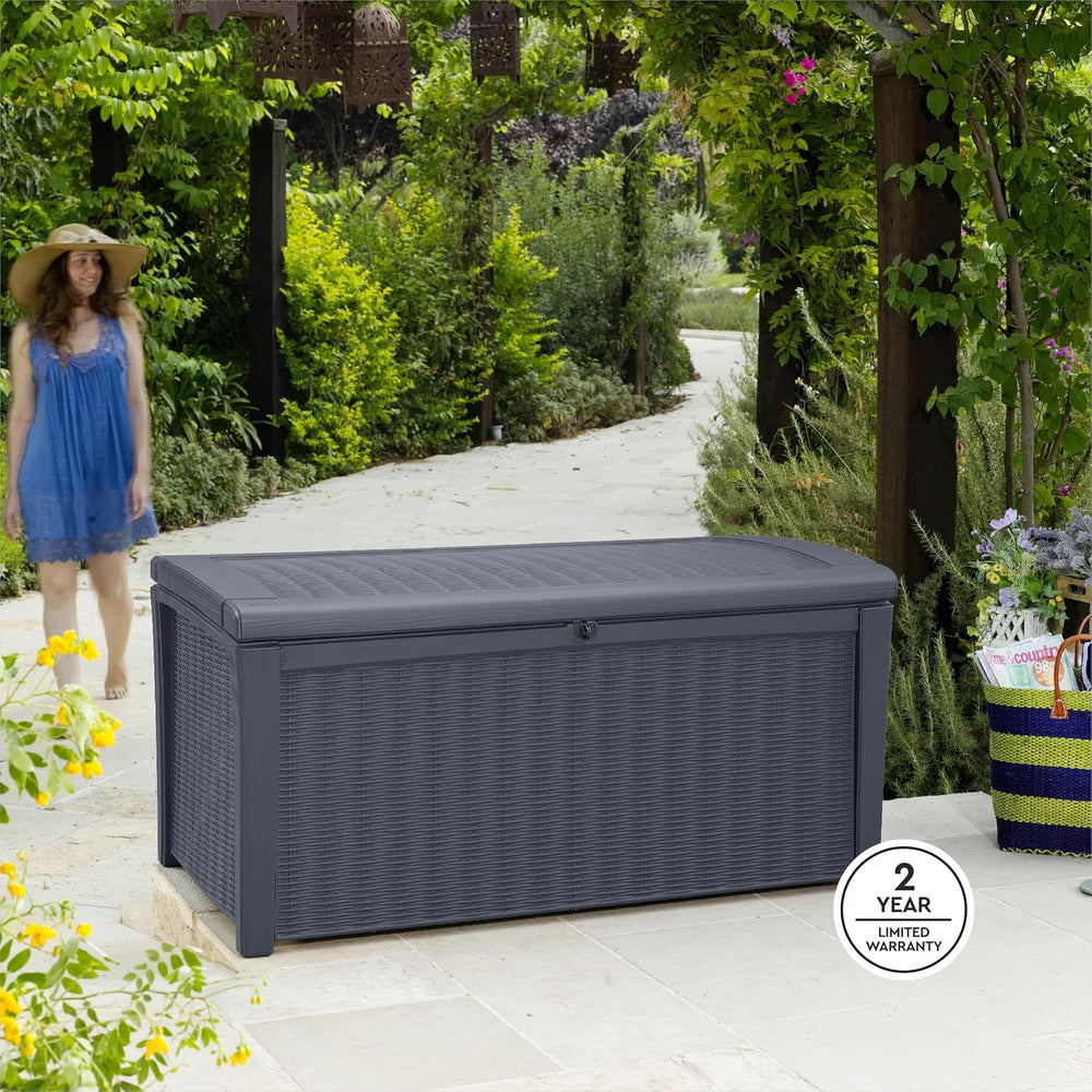 Keter Borneo Outdoor Storage Deck Box, 110 Gallon, Grey