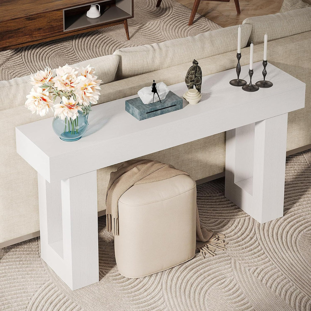 Tribesigns 63-Inch Long Console Table, Wooden Rectangular Sofa Table Behind T...