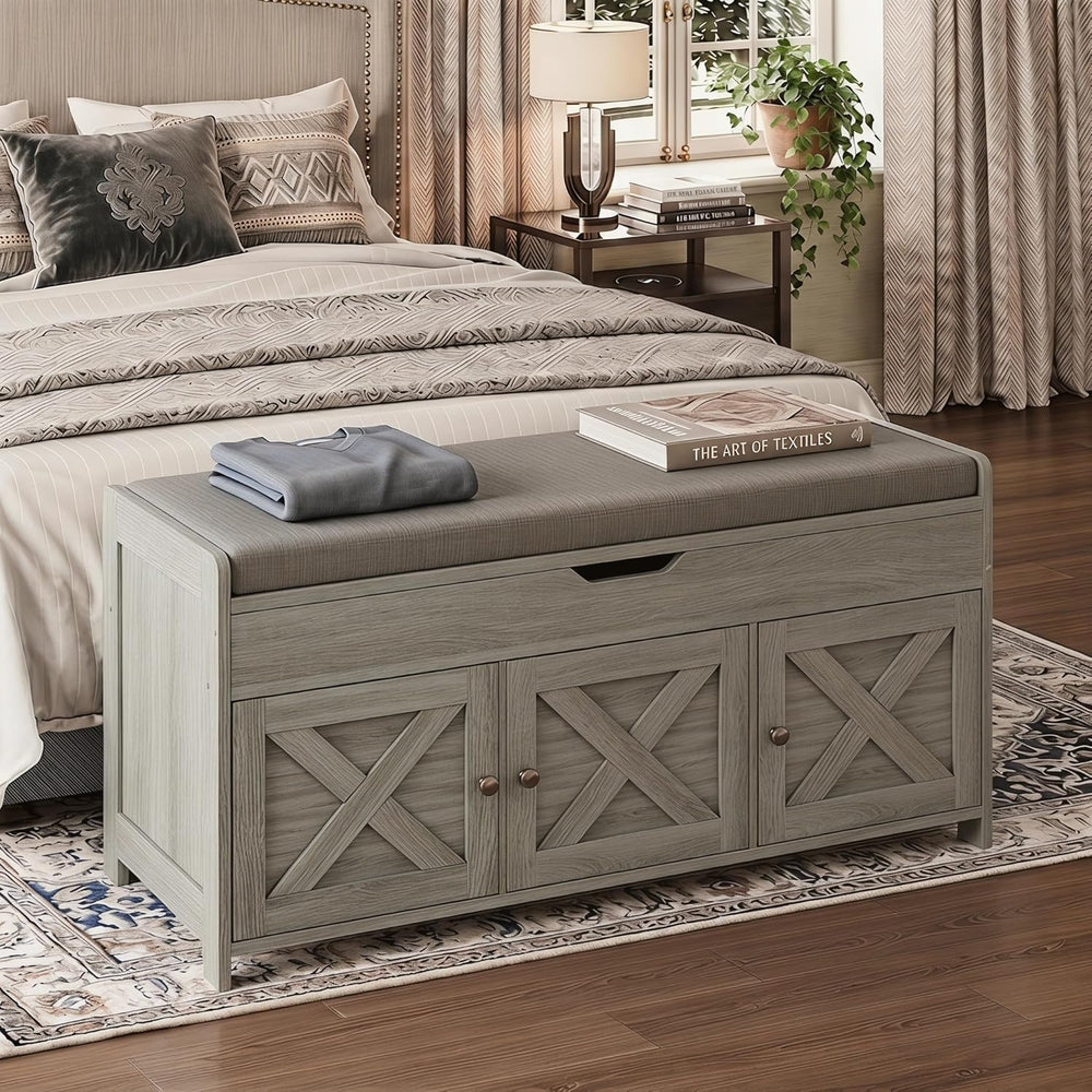 Marsail Shoe Storage Bench with Seating, Farmhouse Entryway Bench with Shoe S...