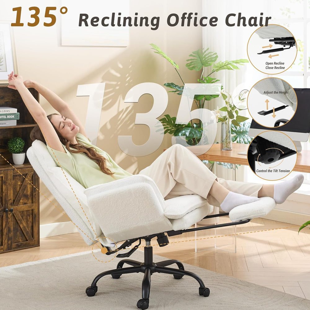 Wider Seat Office Chair with Flip Armrests for Criss Cross Legged&Cats, B...