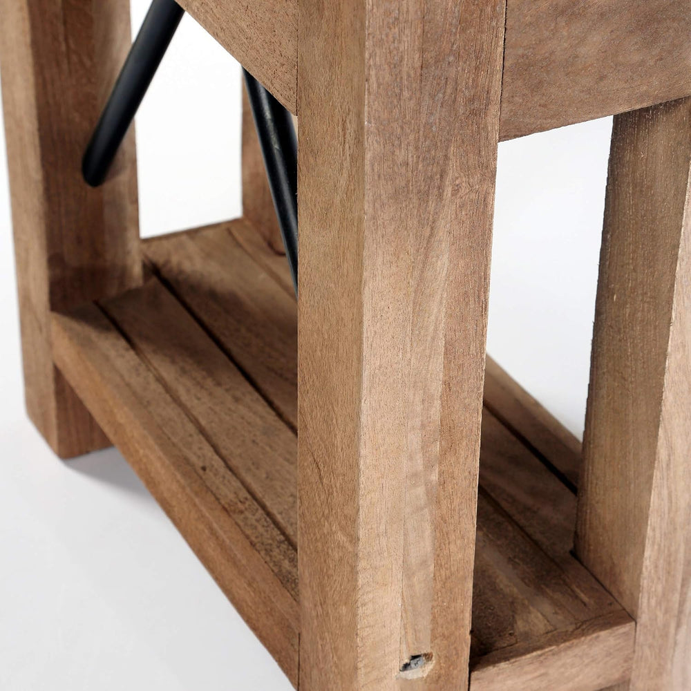 Millwork End Table with Steel Top – Rustic Industrial Narrow Side Table with ...