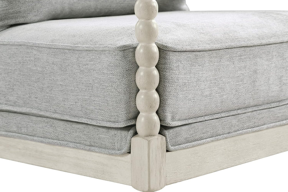 OSP Home Furnishings Kaylee Spindle Accent Chair with Antique White Wood Fram...