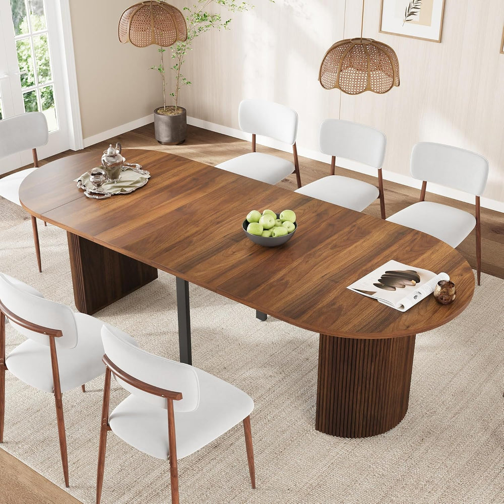 weselon 42"-105" Extendable Dining Table for 4-12, Expandable Oval ...