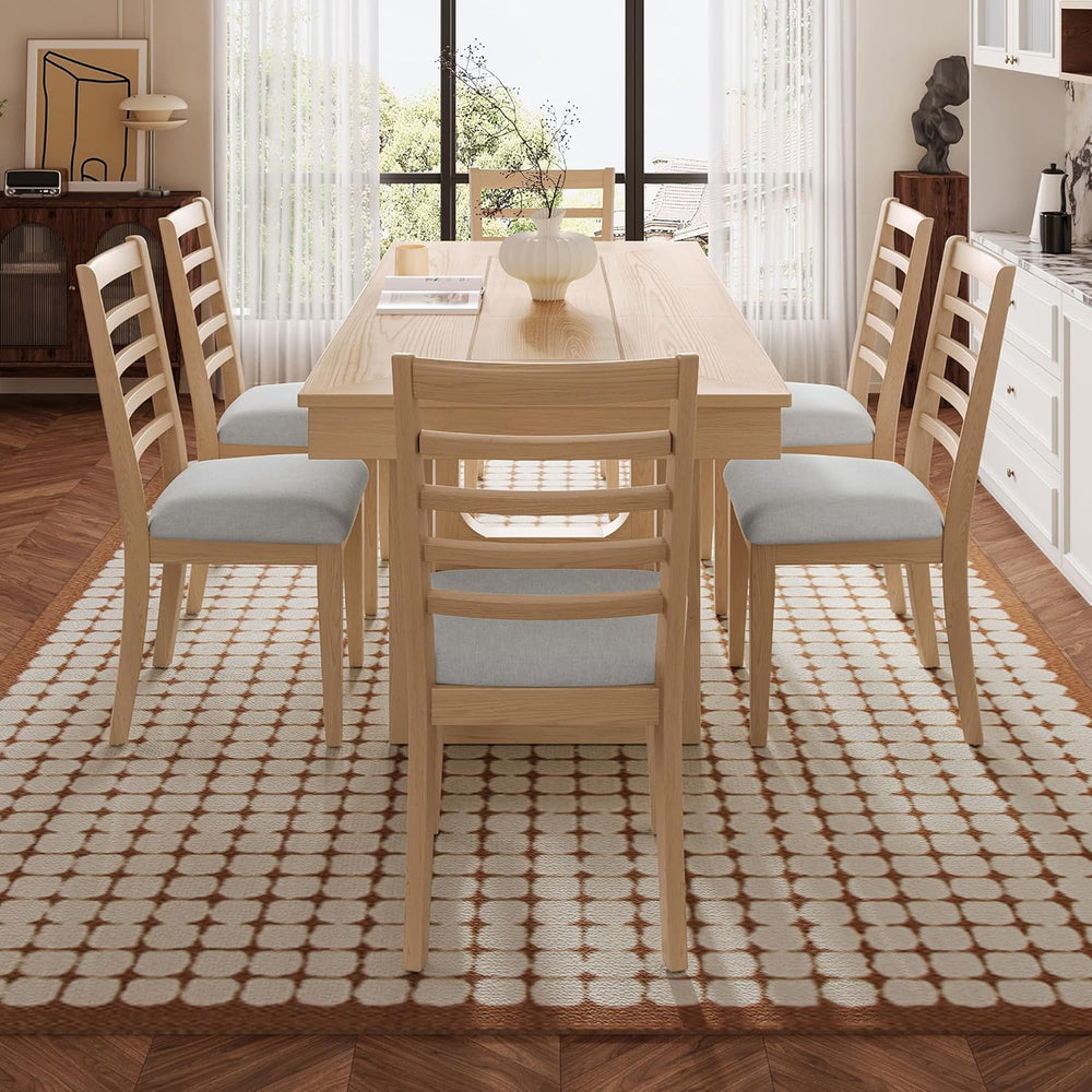P PURLOVE 7 Piece Extendable Dining Table Set, Wooden Rustic Extendable Table...