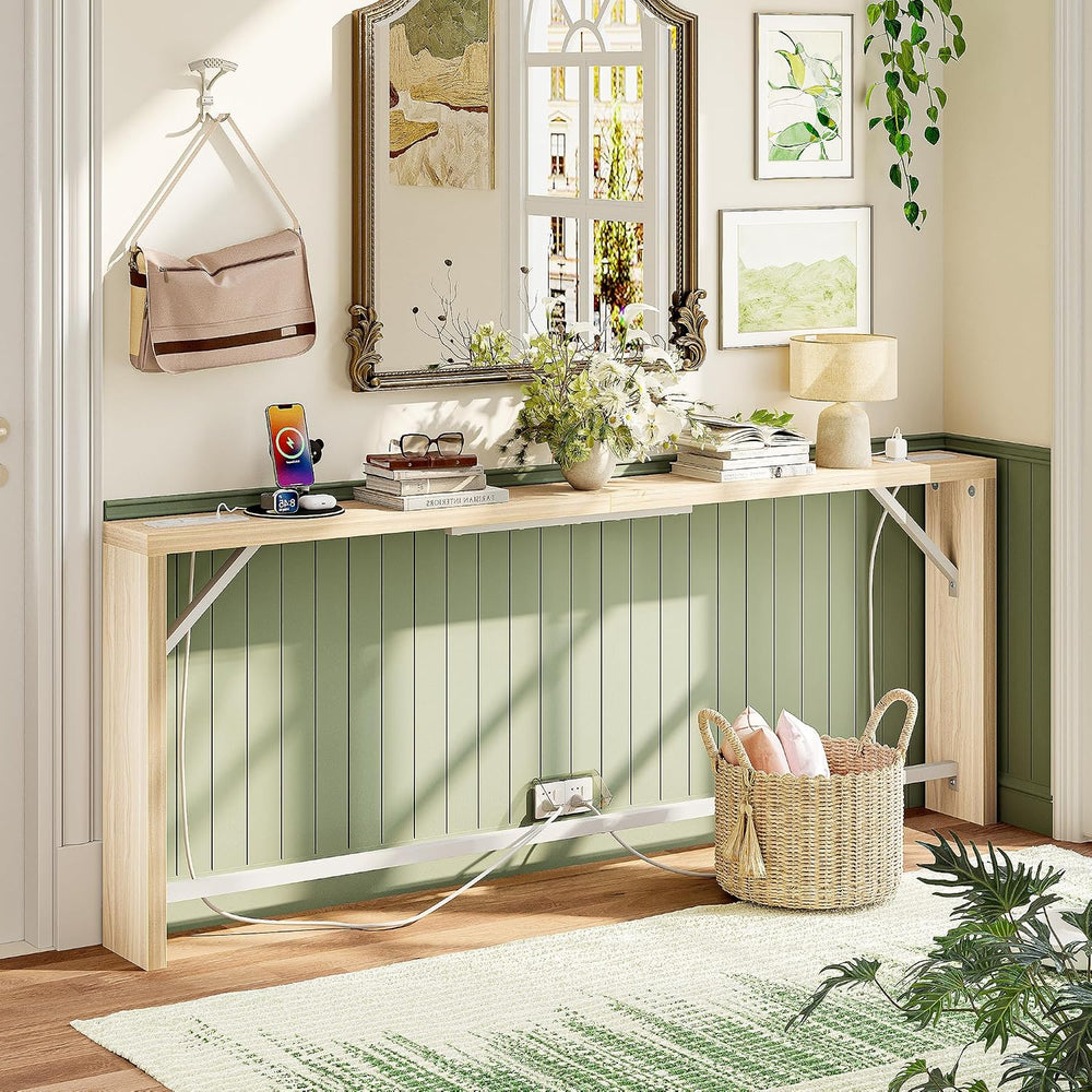 TIQLAB Sofa Table, 79 inch (1.2'' Thick Tabletop) Long Console Table ...