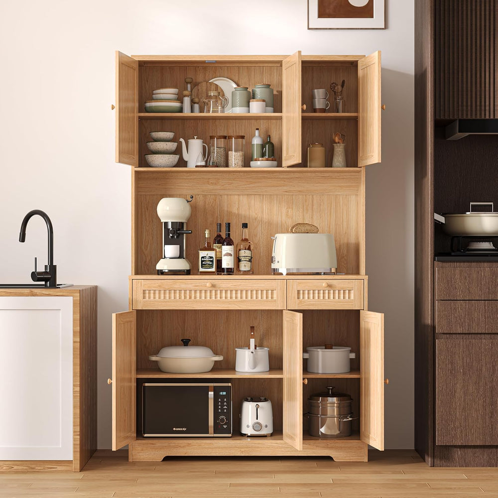Pantry Storage Cabinet with Charging Station, Kitchen Storage with Adjustable...